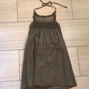 Bobi crochet halter dress in arm green